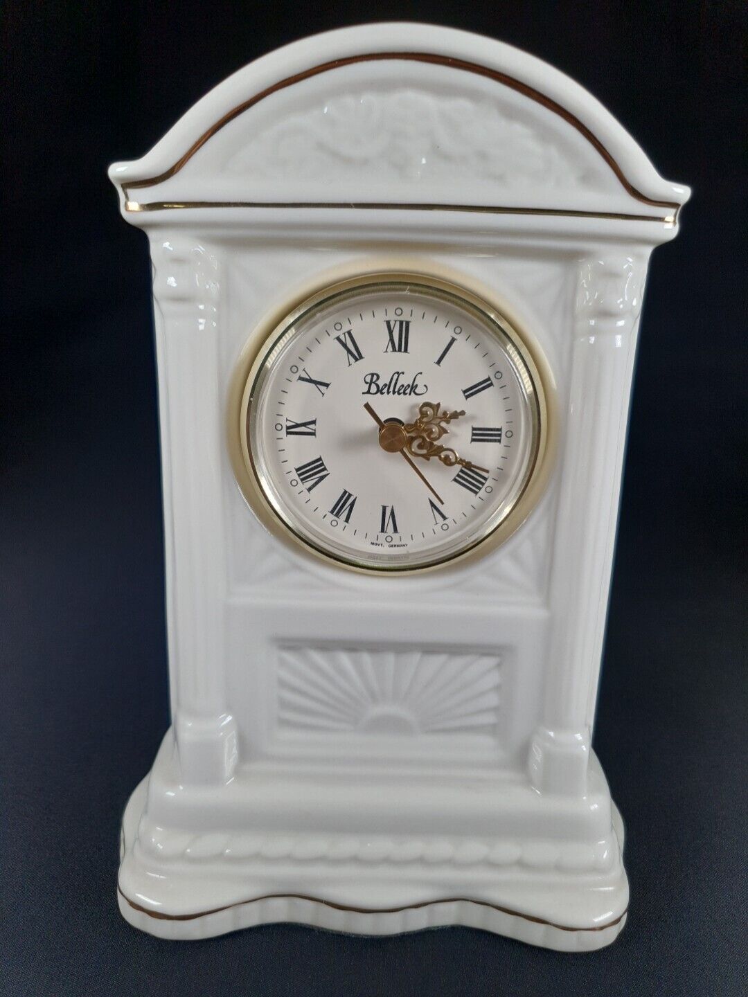 Vintage Beleek Co. Fermanagh Ireland Ceramic Shelf Mantel Clock