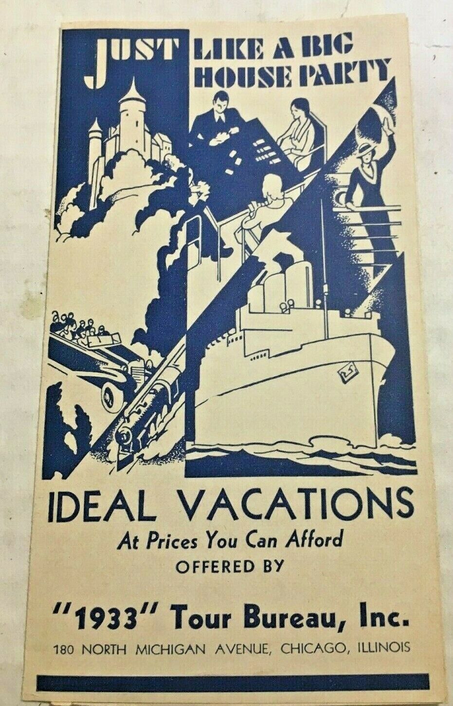 1933 Tour Bureau Brochure Ideal Vacations Chicago Illinois