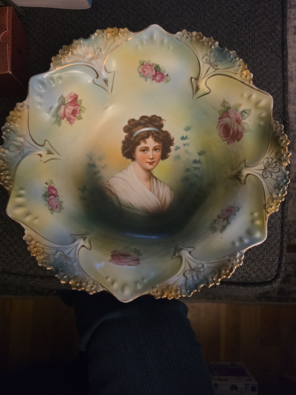 Antique Victorian Porcelain Lebrun Portrait Bowl