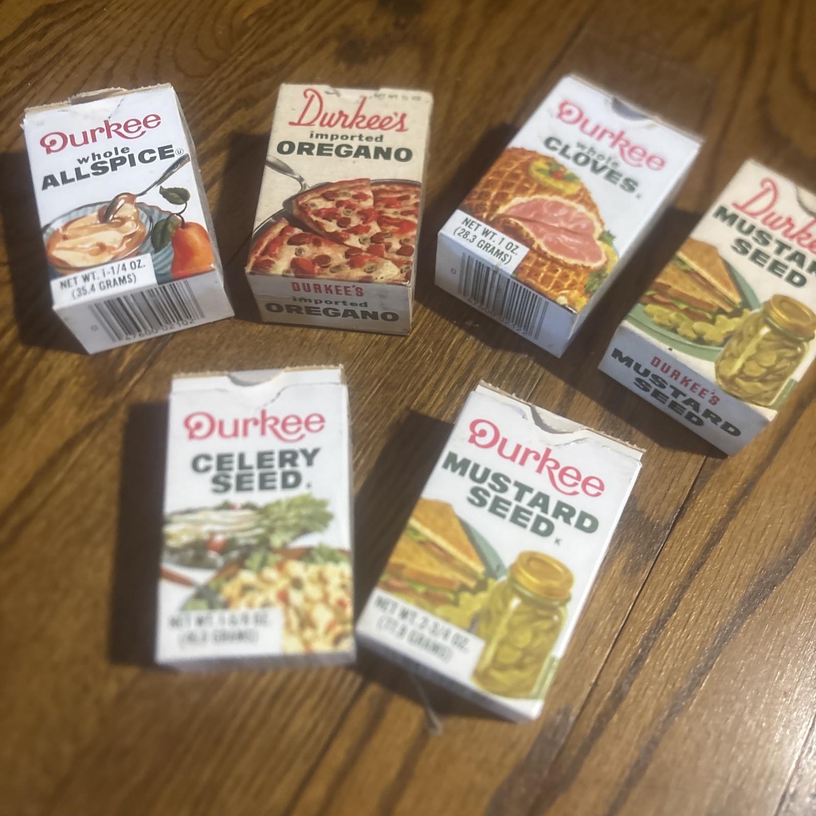 Vintage Durkees Spice Box Lot Of 6 Empty Retro Props Vintage Durkees Spice Box Lot Of 6 Empty Retro Props