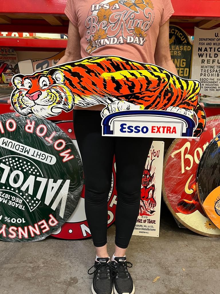Vintage Style Metal Sign Esso Tiger NOT Porcelain 30x12 Made USA Vintage Style Metal Sign Esso Tiger NOT Porcelain 30x12 Made USA