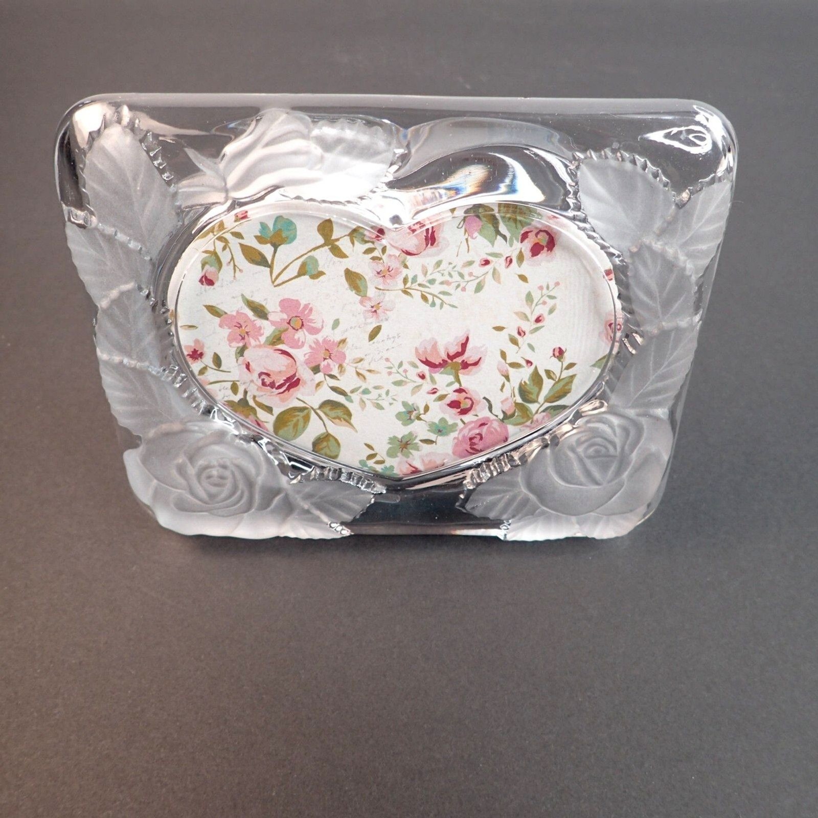 Home Beautiful Rose Pearls Crystal Heart Wedding Frame Japan 5 3/4"W X 4.5" H Home Beautiful Rose Pearls Crystal Heart Wedding Frame Japan 5 3/4"W X 4.5" H