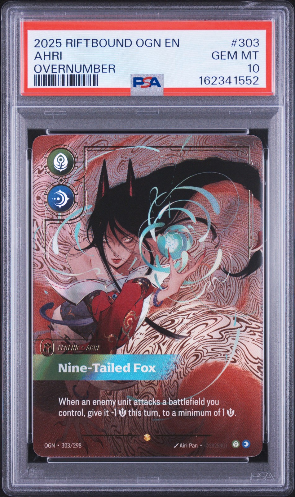 2025 RIFTBOUND: LEAGUE OF LEGENDS OGN-ORIGINS #303 AHRI - NINE-TAILED FOX PSA 10