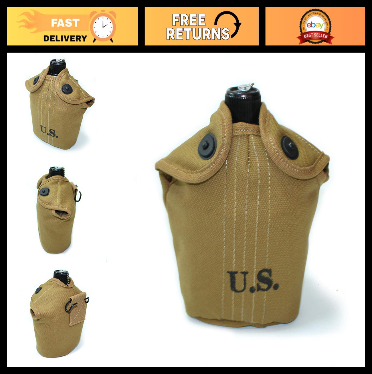Reproduction 0.8L US Soldier WWII WW2 Canteen Cup and Cover Set