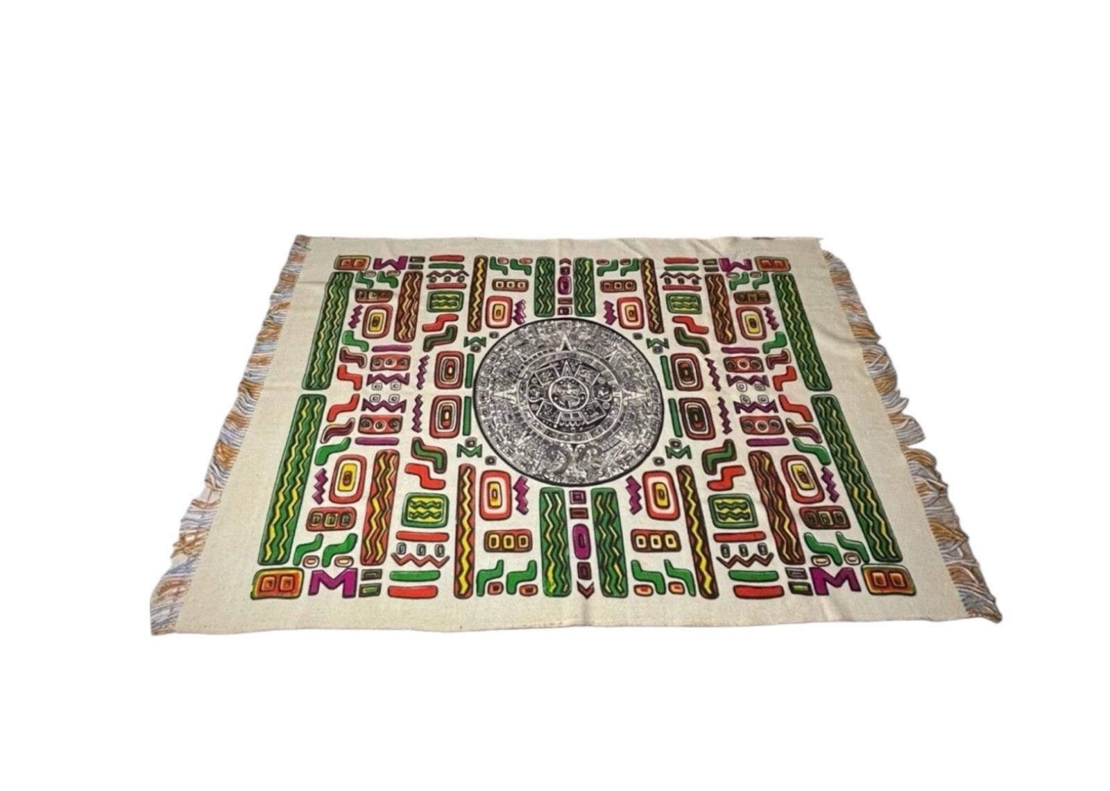 Vintage Aztec Mayan Boho Reversible Plaid Wool Pop Art 84”x60” Throw Blanket Vintage Aztec Mayan Boho Reversible Plaid Wool Pop Art 84”x60” Throw Blanket