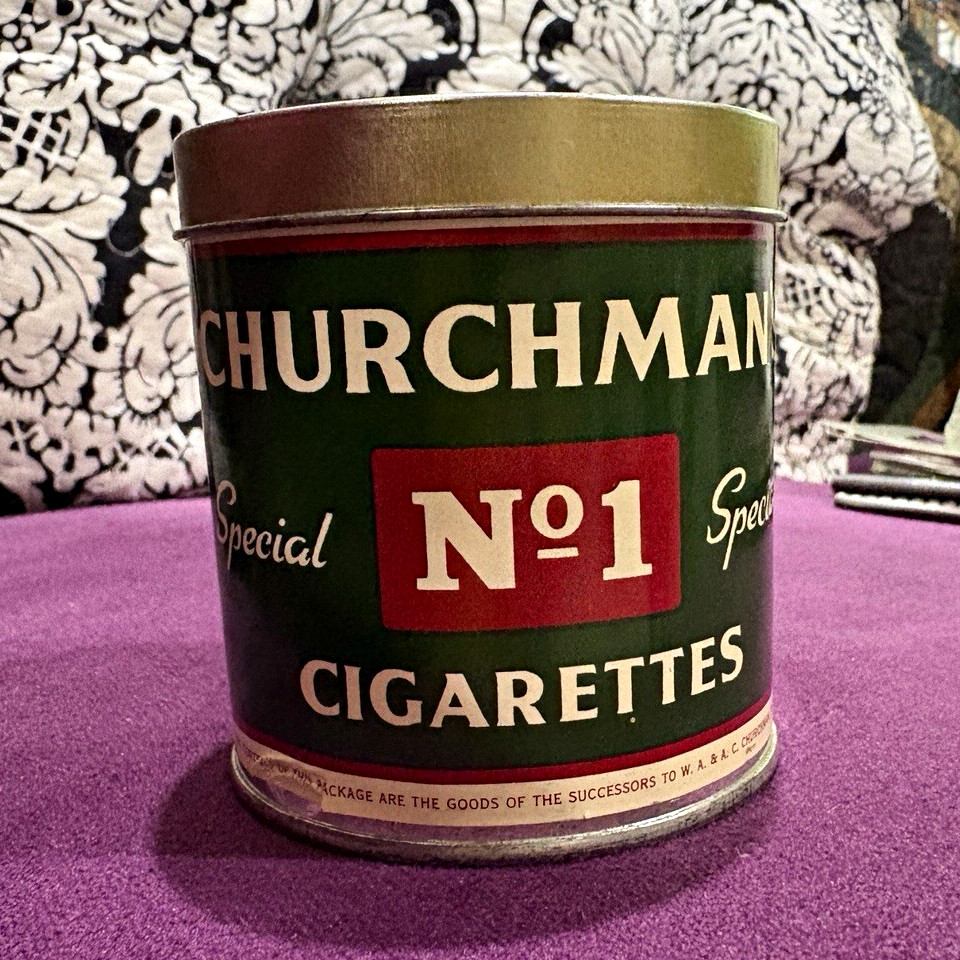 Churchman's No. 1 Special Cigarettes Round Tin Can. Churchman's No. 1 Special Cigarettes Round Tin Can.
