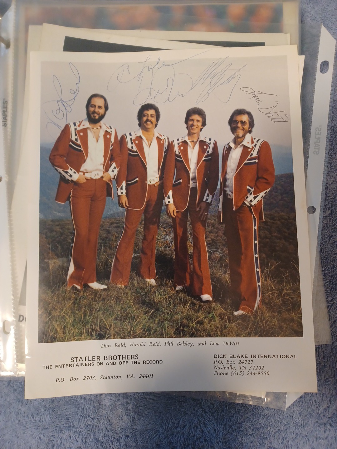 Statler Brothers Autographed Photo 8 X 10 Hand Signed By All 4 