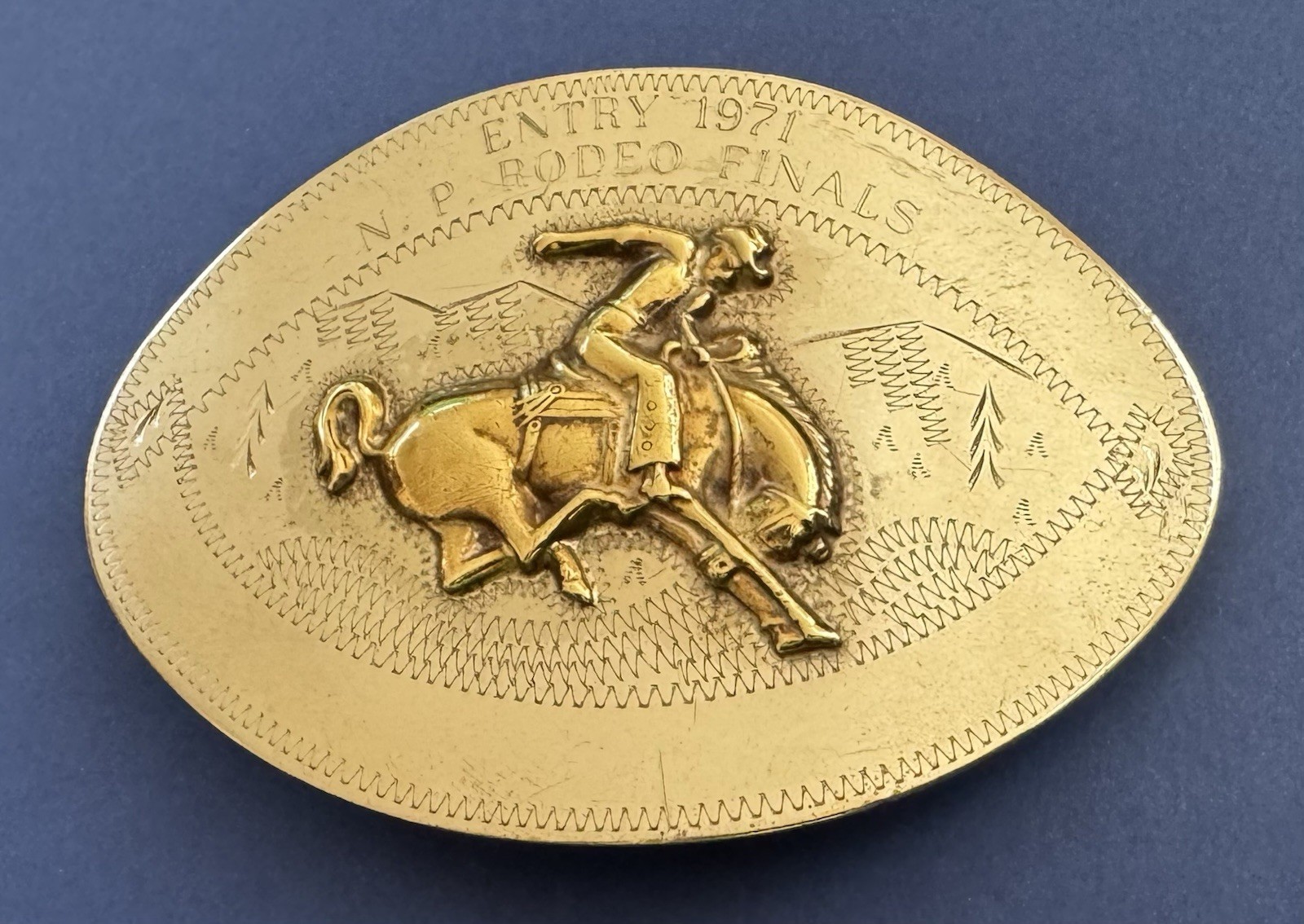 Vintage Ricardo Sterling Silver Entry 1971 N. P. Rodeo Finals Trophy Belt Buckle Vintage Ricardo Sterling Silver Entry 1971 N. P. Rodeo Finals Trophy Belt Buckle