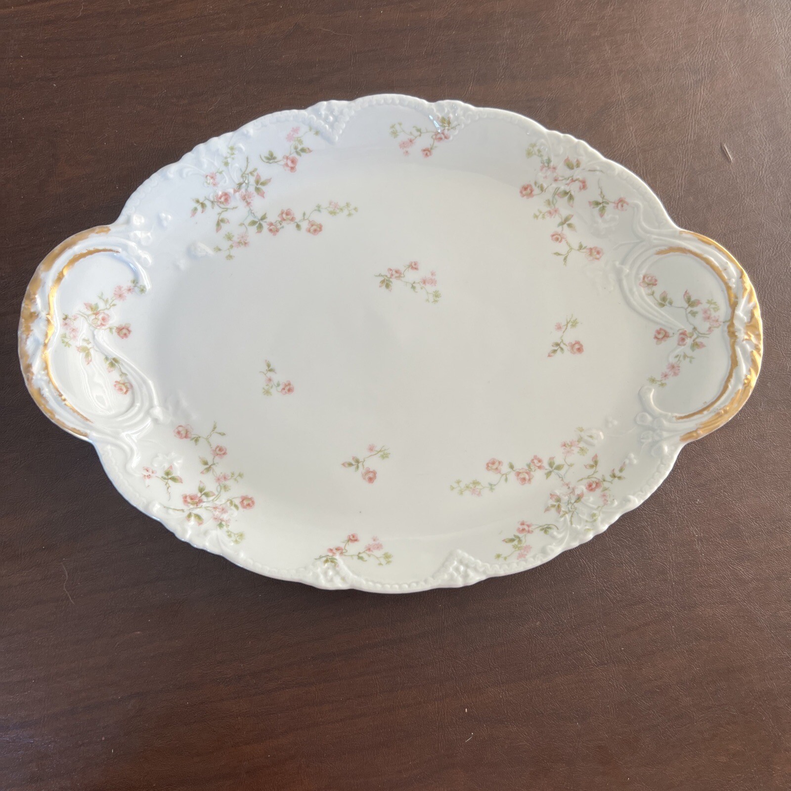 Limoges TH Pink Roses, Harrison Rose? Oval Serving Platter 14” Beautiful Limoges TH Pink Roses, Harrison Rose? Oval Serving Platter 14” Beautiful