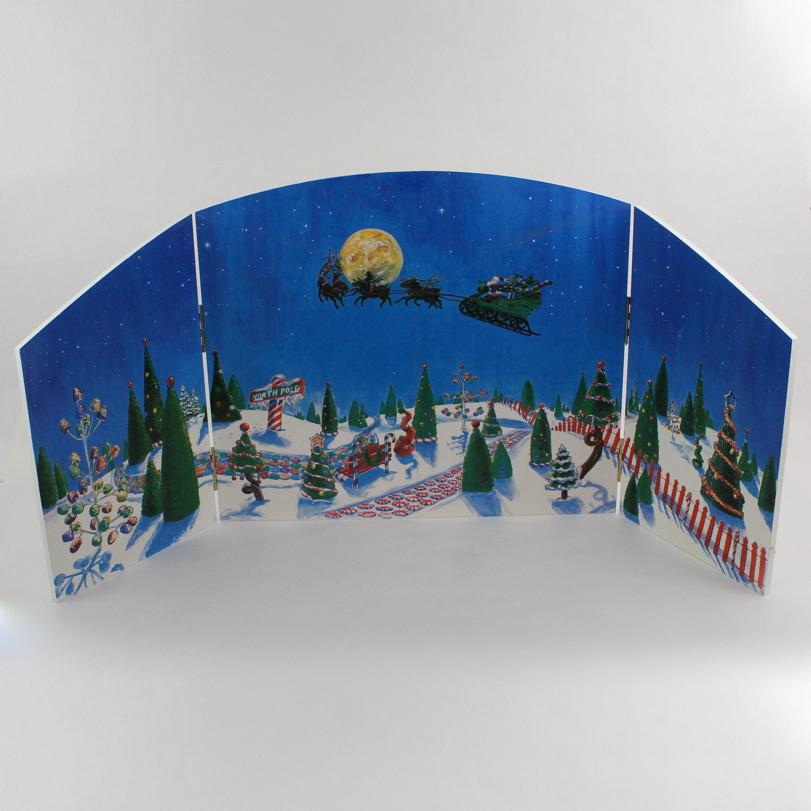 Dept 56 Christmas Eve Flight Backdrop #53037 RETIRED 3-Panel Folding Wood Screen