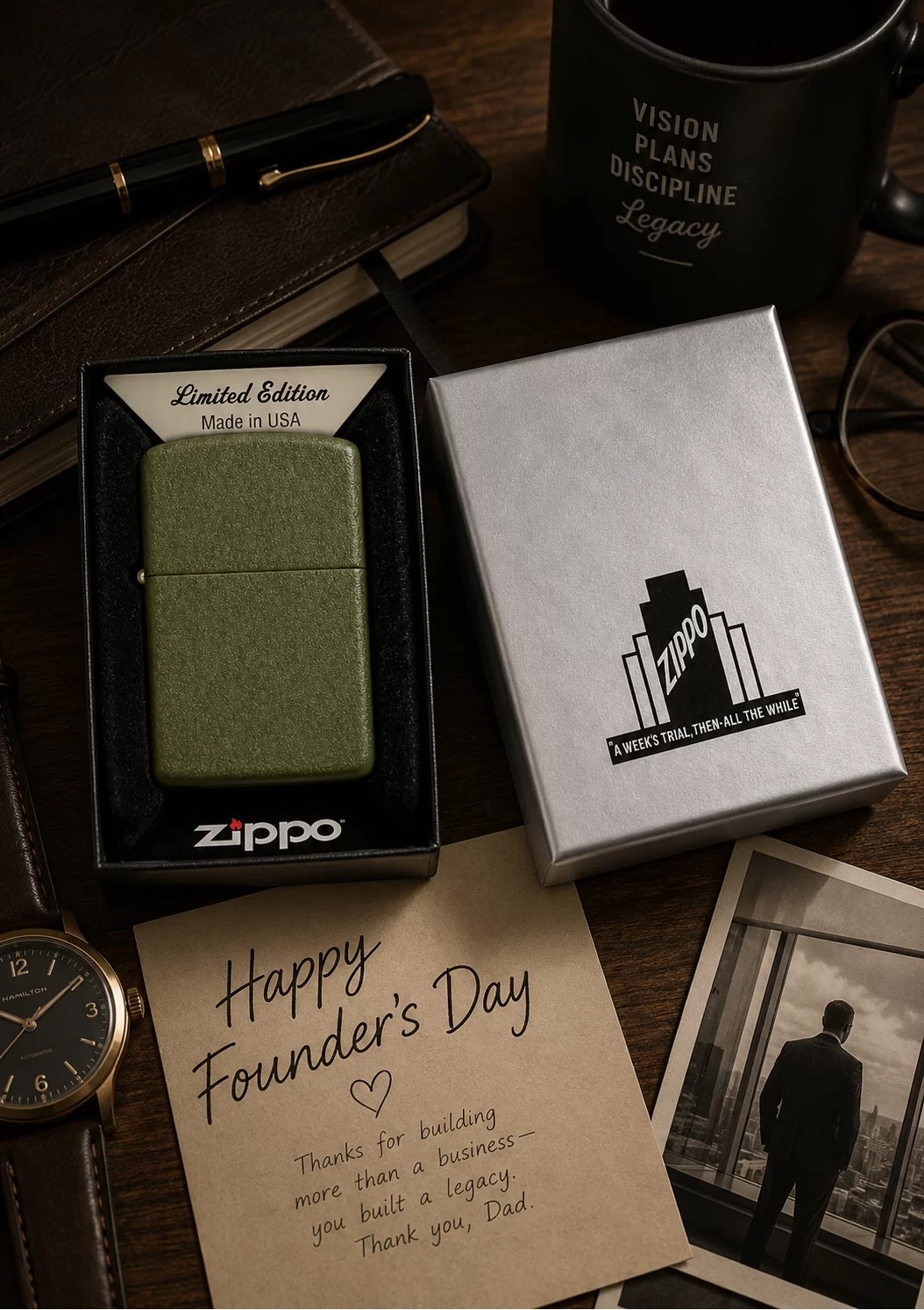 Zippo 47426 Founder's Day 2026 Green Crackle Over Brass Windproof Pocket Lighter Zippo 47426 Founder's Day 2026 Green Crackle Over Brass Windproof Pocket Lighter
