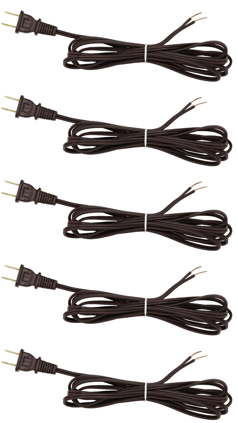 Brown Lamp Cord, 8 Foot Long Replacement Repair Part, 18/2 SPT-1 Wire - 5 Pack Brown Lamp Cord, 8 Foot Long Replacement Repair Part, 18/2 SPT-1 Wire - 5 Pack
