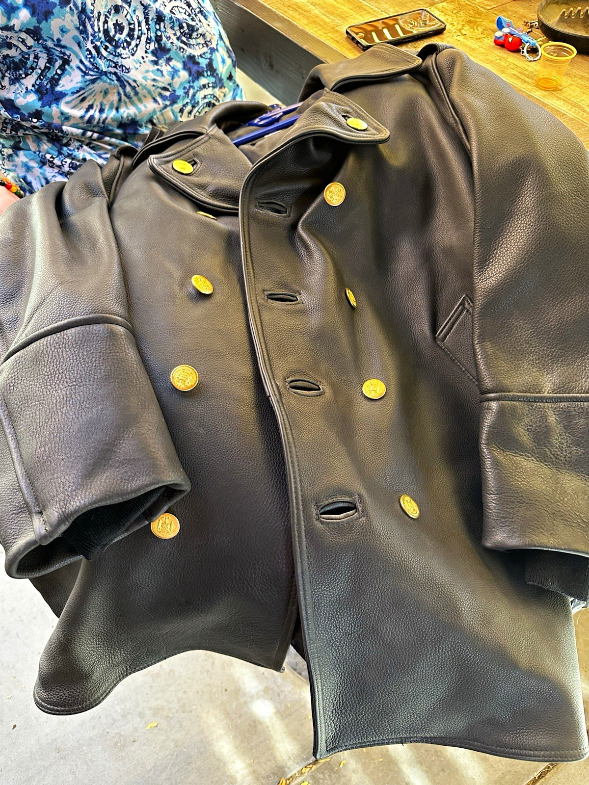 Vintage NYPD NYC Police Leather Overcoat Size 50 1664 City Seal Brass Buttons US Vintage NYPD NYC Police Leather Overcoat Size 50 1664 City Seal Brass Buttons US
