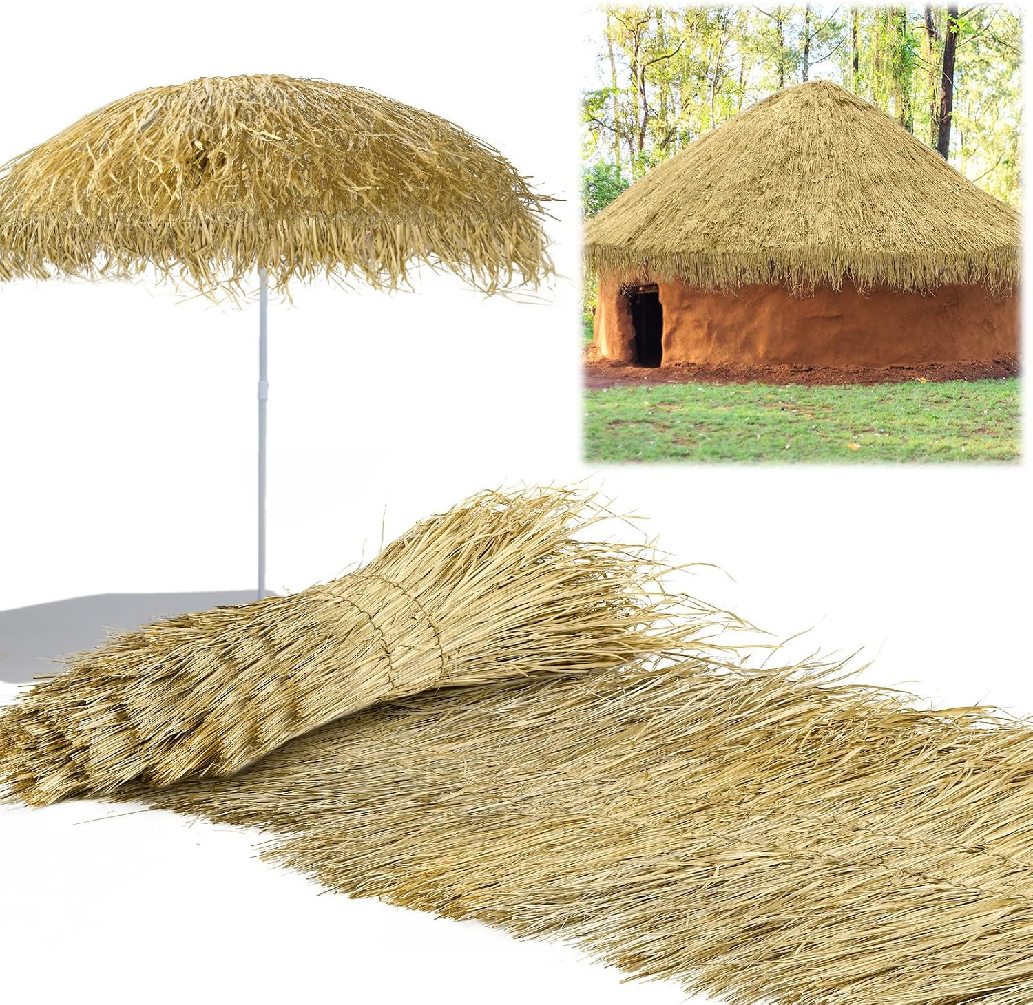 2 Pcs 40 in X 20 Ft Mexican Straw Roof Thatch Artificial Palm Thatch Rolls Duck 2 Pcs 40 in X 20 Ft Mexican Straw Roof Thatch Artificial Palm Thatch Rolls Duck