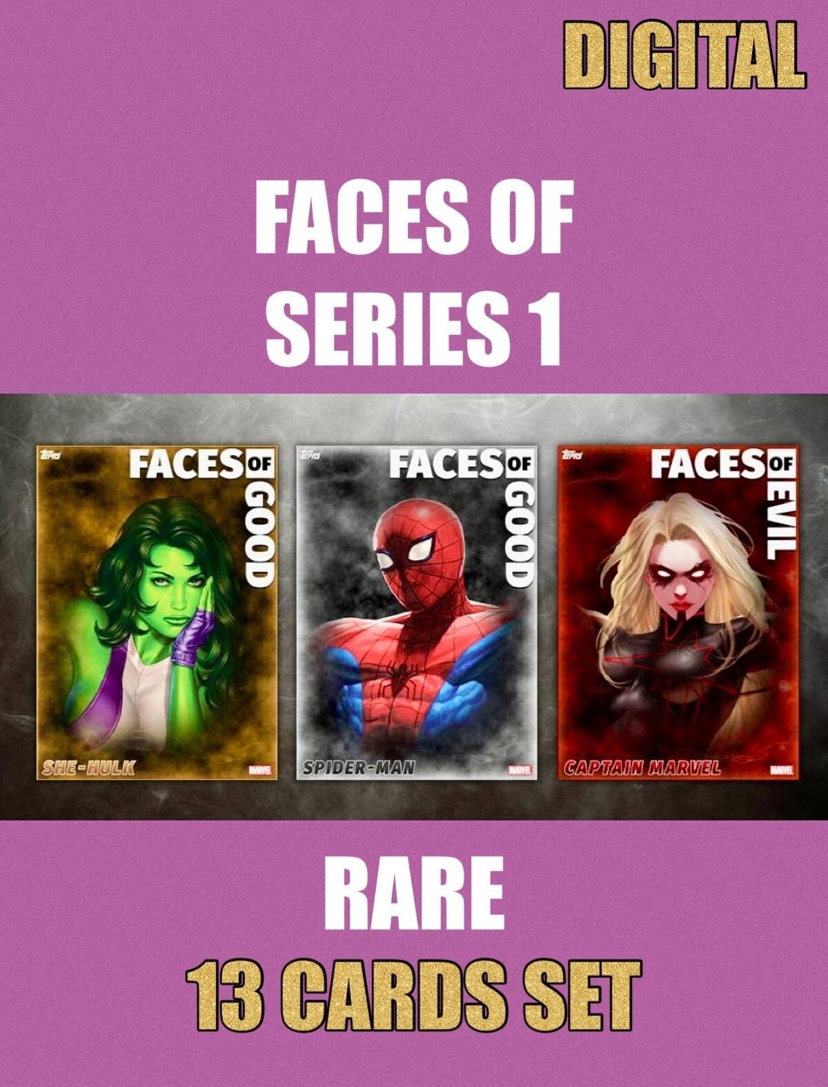 FACES OF 24 RARE ONLY 13 CARD NO AWARD TOPPS MARVEL COLLECT DIGITAL FACES OF 24 RARE ONLY 13 CARD NO AWARD TOPPS MARVEL COLLECT DIGITAL