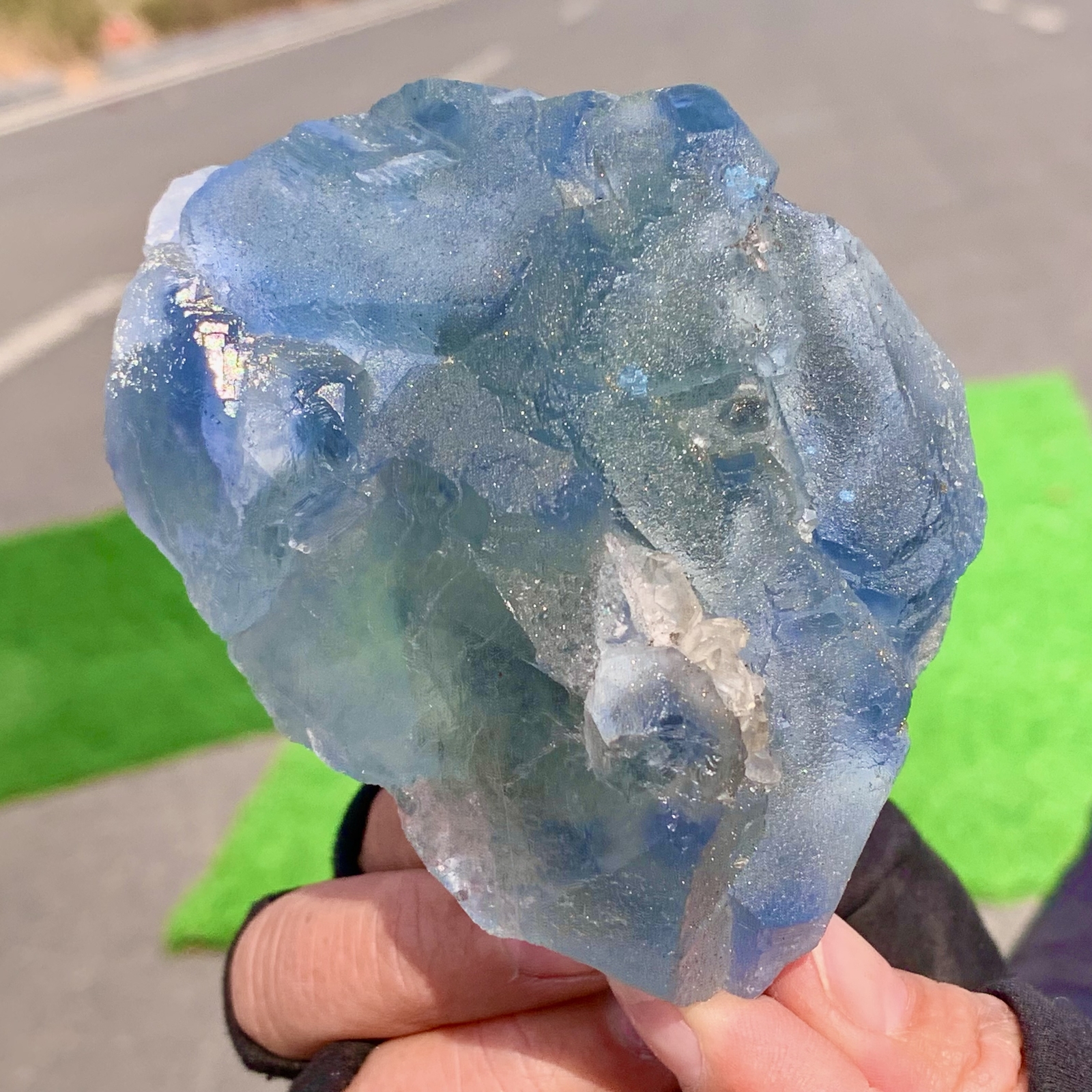 1.21LB Rare transparent blue cubic fluorite mineral crystal sample/China