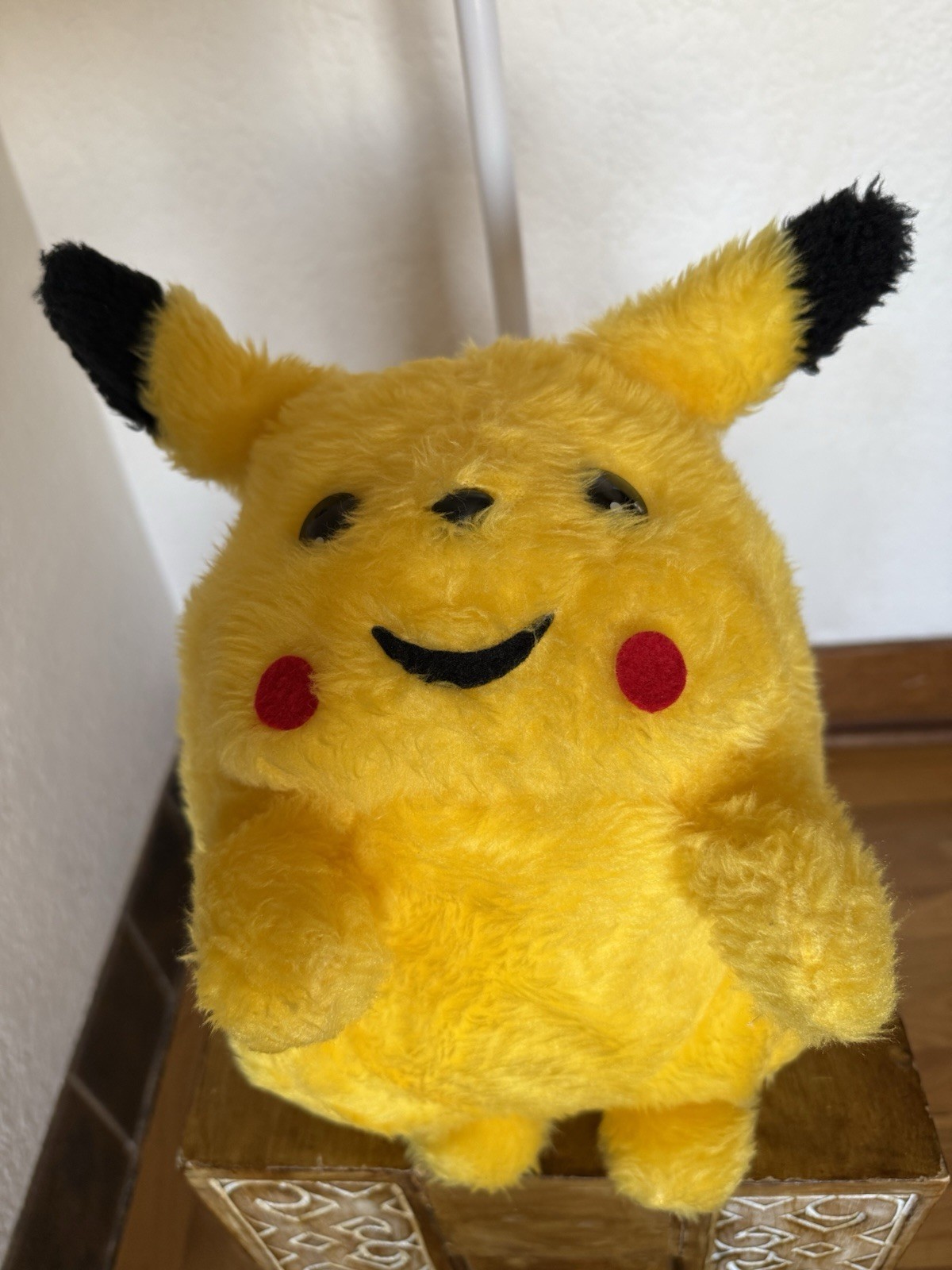 Vtg 90s Hasbro Fat Chunky Chonk Pikachu Plush Nintendo Pokemon Stuffed 13”X8”X8”