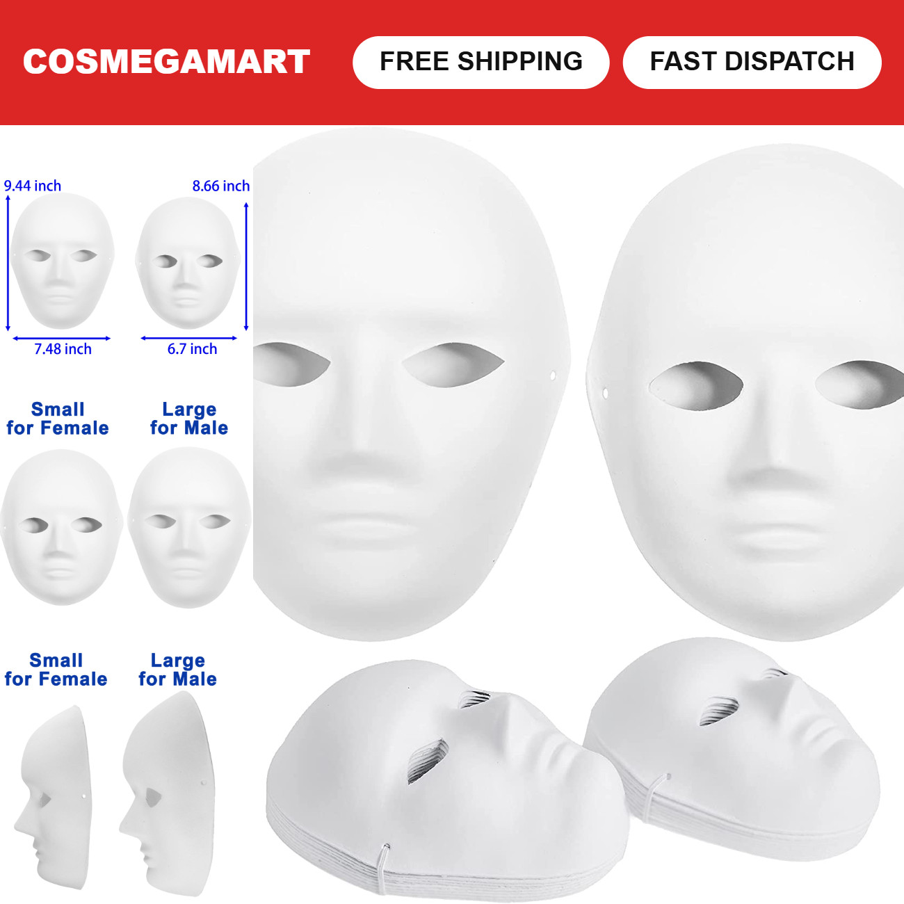 14 Pack Paper Mache Masks - 2 Sizes for Art Projects, Theater, Halloween, Masque 14 Pack Paper Mache Masks - 2 Sizes for Art Projects, Theater, Halloween, Masque