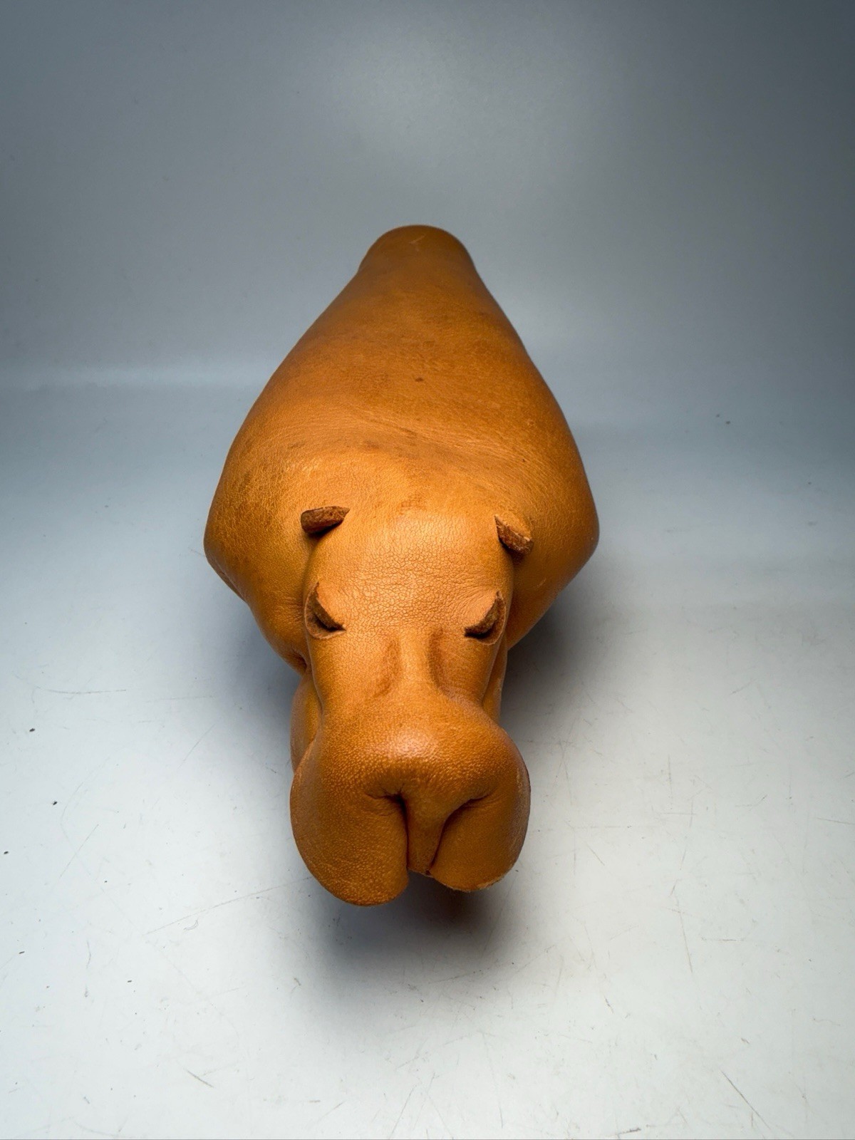 VINTAGE 1960s DERU Germany MCM BROWN LEATHER Hippos Origami Hippopotamus Animal VINTAGE 1960s DERU Germany MCM BROWN LEATHER Hippos Origami Hippopotamus Animal