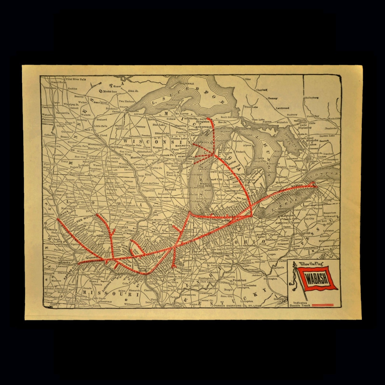 1930s WABASH Railroad Map Vintage WAB Railway Routes Omaha Buffalo Chicago 1930s WABASH Railroad Map Vintage WAB Railway Routes Omaha Buffalo Chicago
