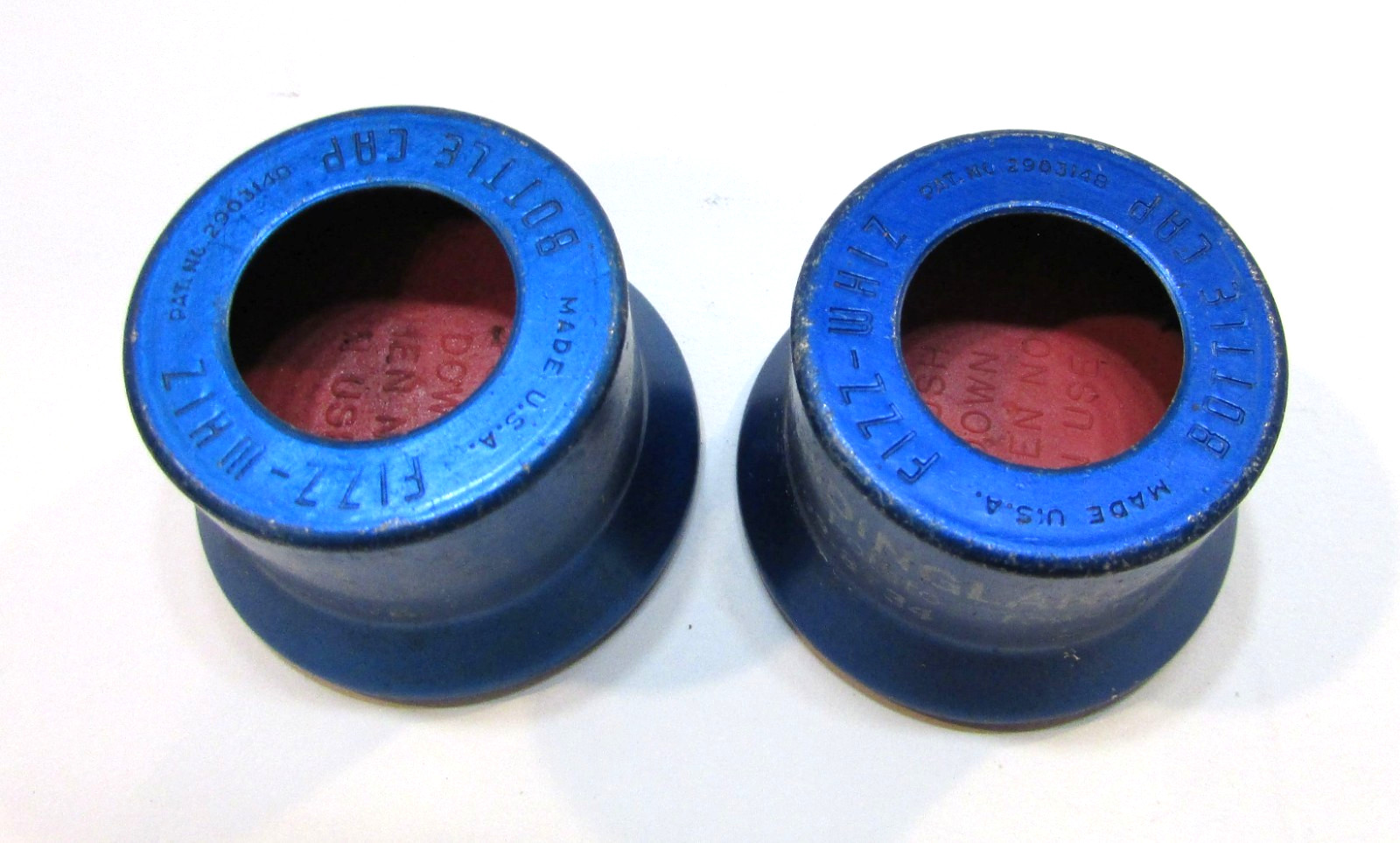 Two Vintage Fizz-Whiz USA Blue Aluminum Soda Pop Bottle Recappers Edinburg ND Two Vintage Fizz-Whiz USA Blue Aluminum Soda Pop Bottle Recappers Edinburg ND