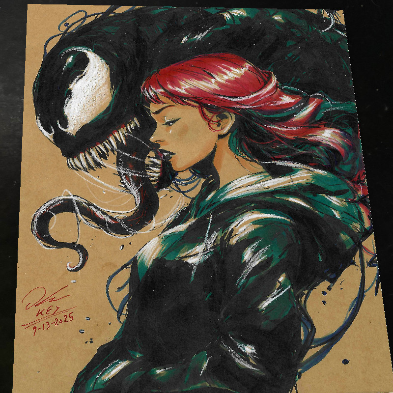 Mary Jane x Venom Art Print Signed 8.5x11 | Art by Keyeske Mary Jane x Venom Art Print Signed 8.5x11 | Art by Keyeske