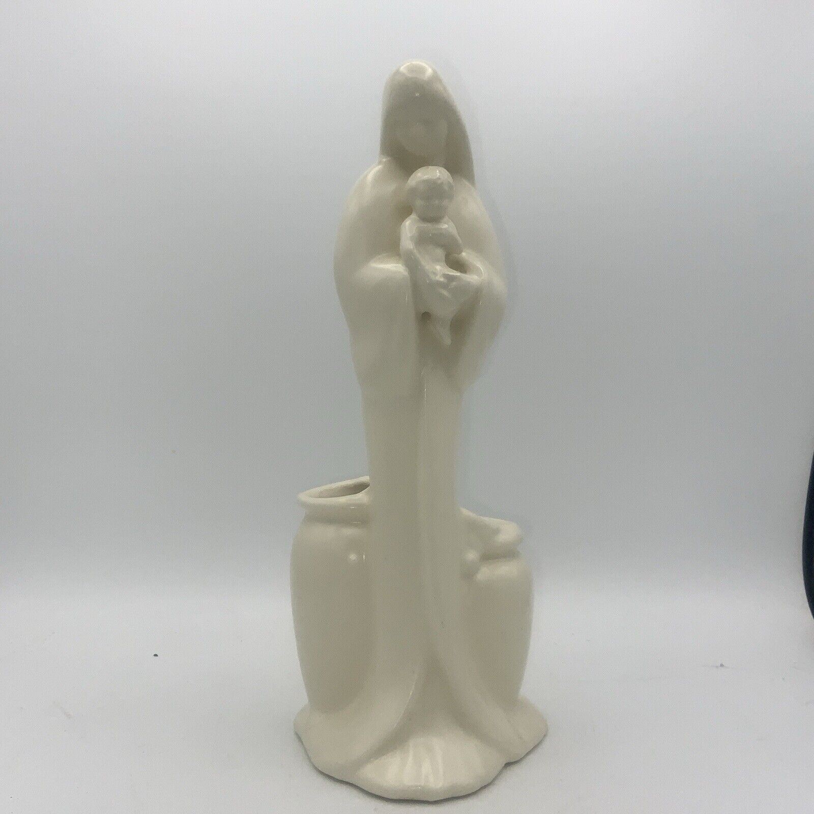 Vintage Haeger Pottery Madonna Blessed Mother Baby Jesus Figurine Vase