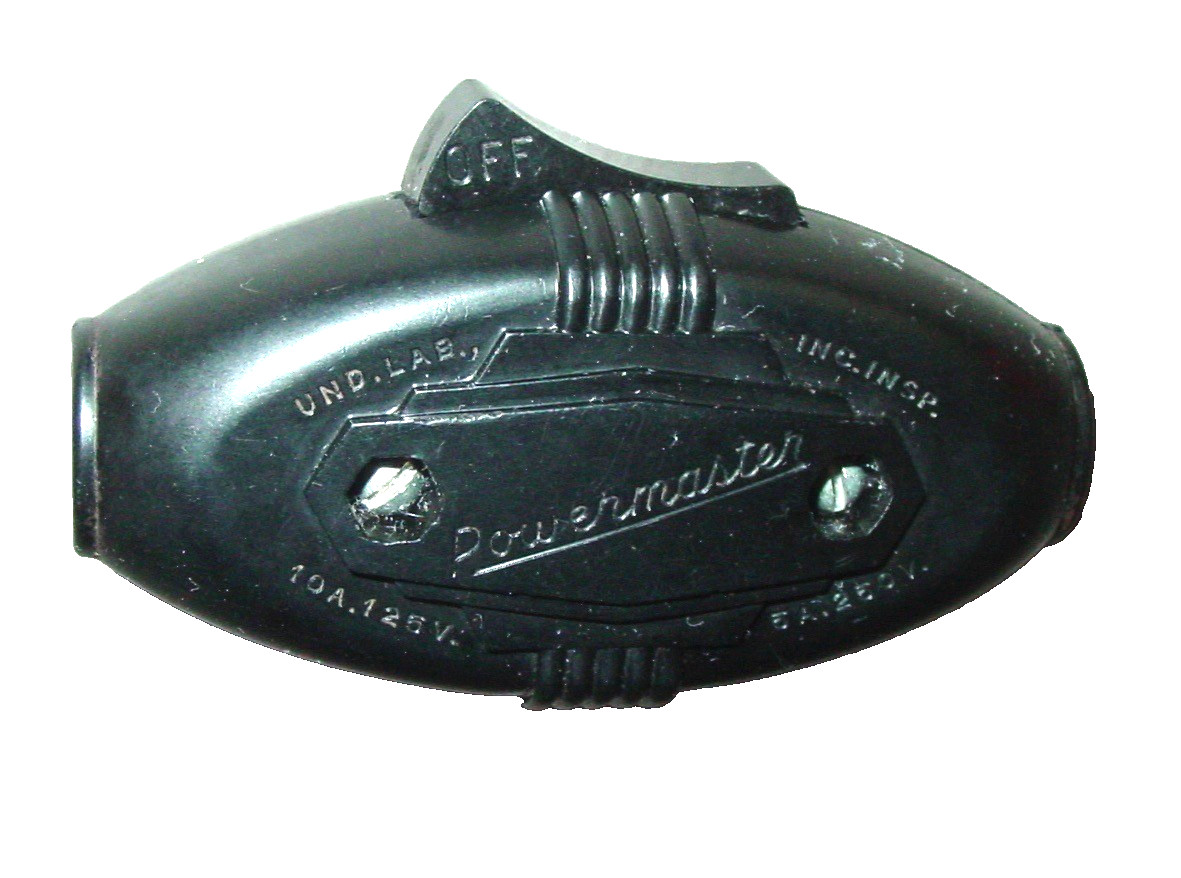 Vintage Powermaster In Line Wire Cord Rocker Switch On Off Black Lamp Radio USA Vintage Powermaster In Line Wire Cord Rocker Switch On Off Black Lamp Radio USA