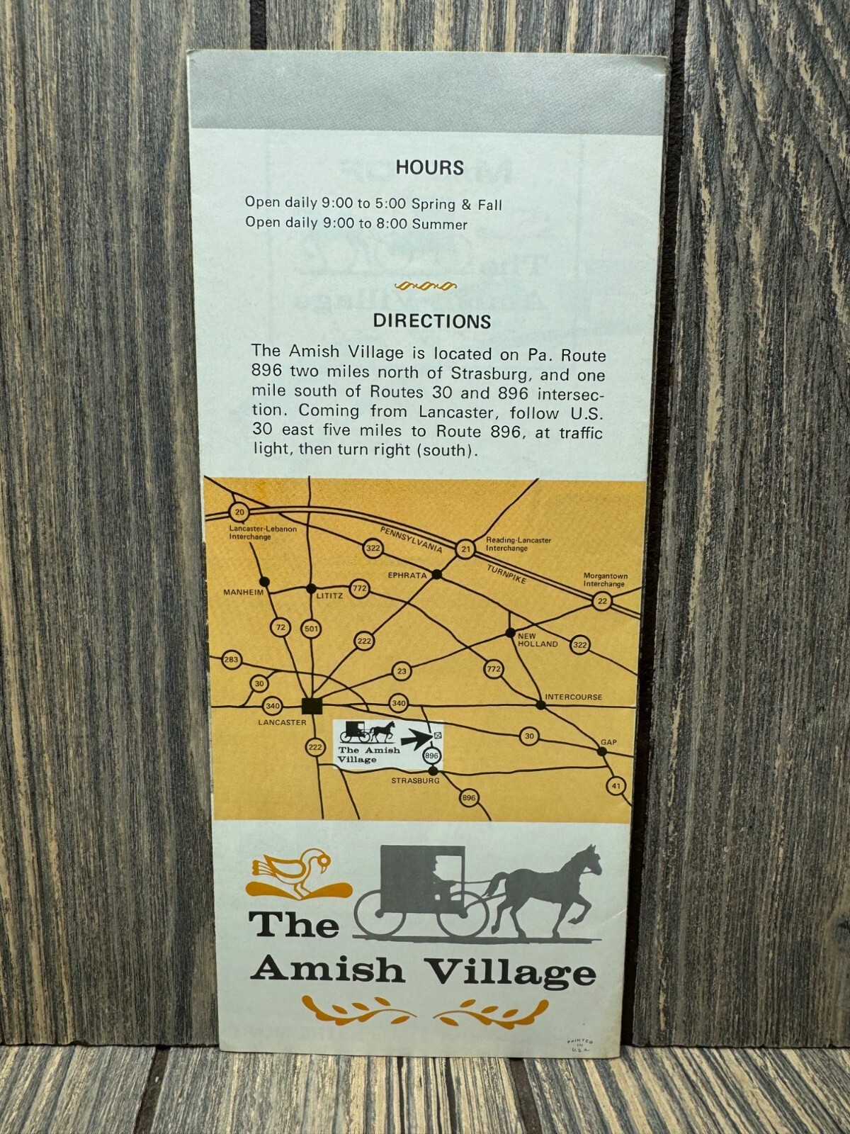 Vintage The Amish Village Brochure Vintage The Amish Village Brochure