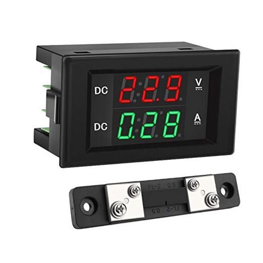 DC 4.5-100V Digital Voltmeter Ammeter Multimeter Panel, DC Amp DC 100V 50A