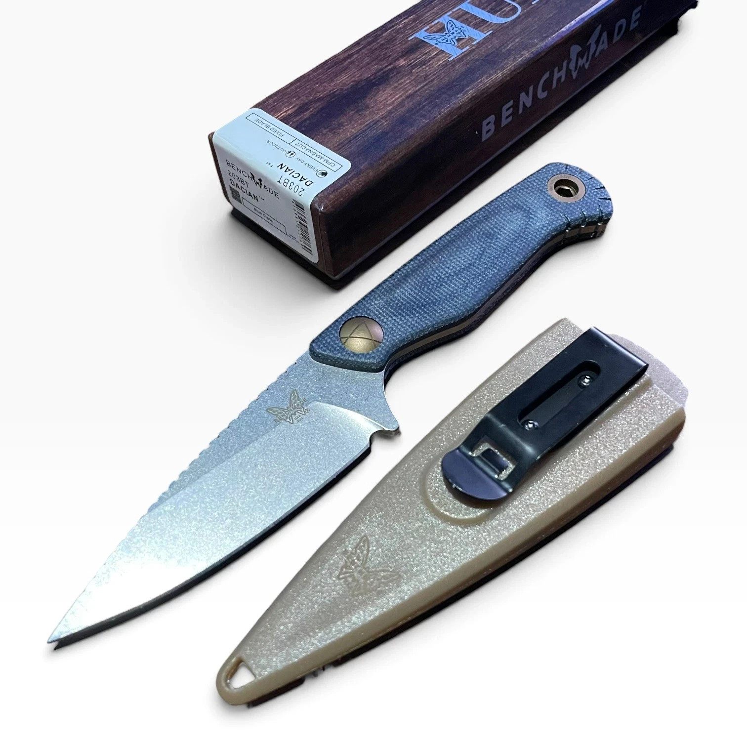 Benchmade Dacian 203 Blue Denim Micarta CPM-MagnaCut Stonewash Fixed Blade Benchmade Dacian 203 Blue Denim Micarta CPM-MagnaCut Stonewash Fixed Blade