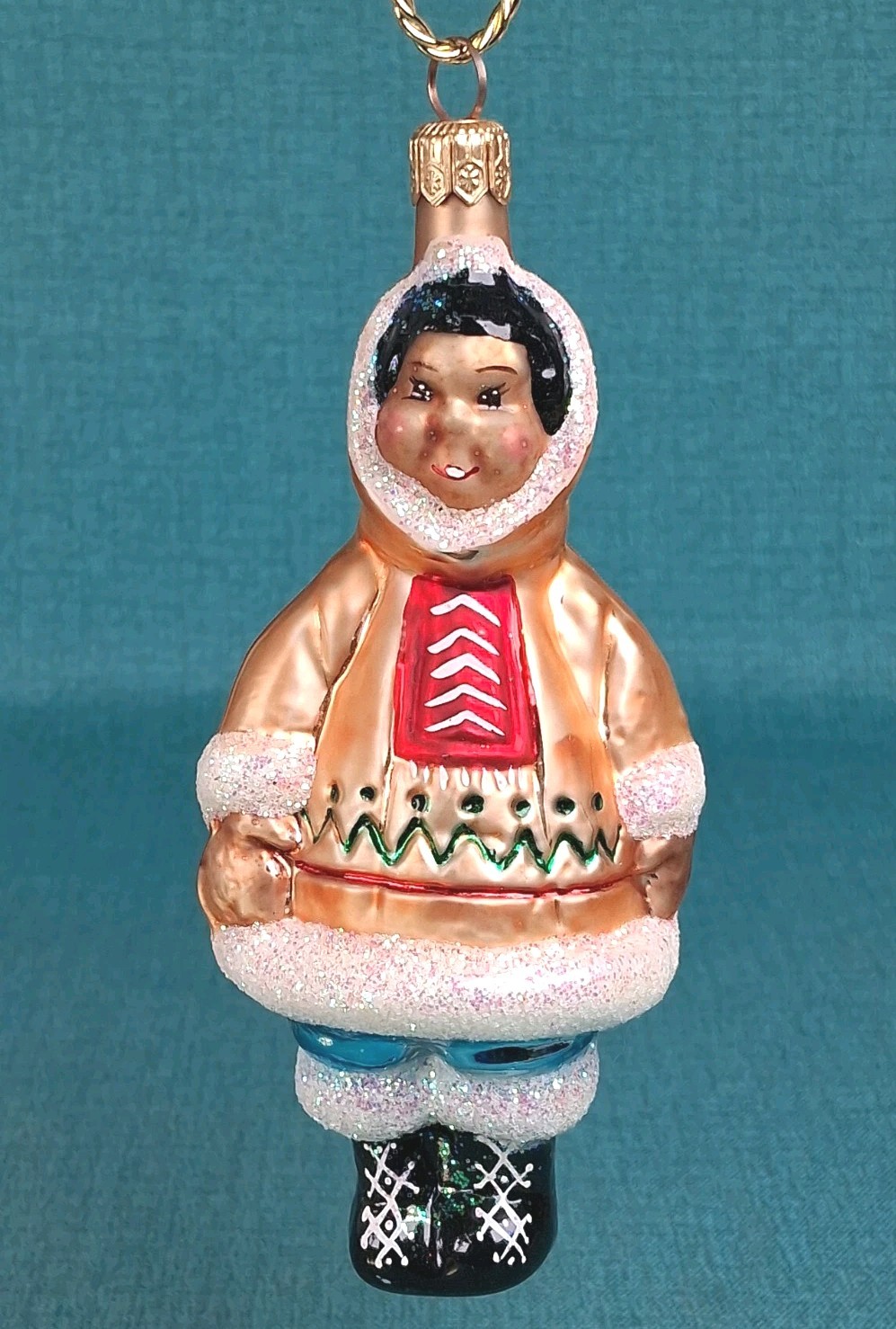 1996 Christopher Radko Native American Eskimo Glass Ornament Poland 5.5" Tall 1996 Christopher Radko Native American Eskimo Glass Ornament Poland 5.5" Tall