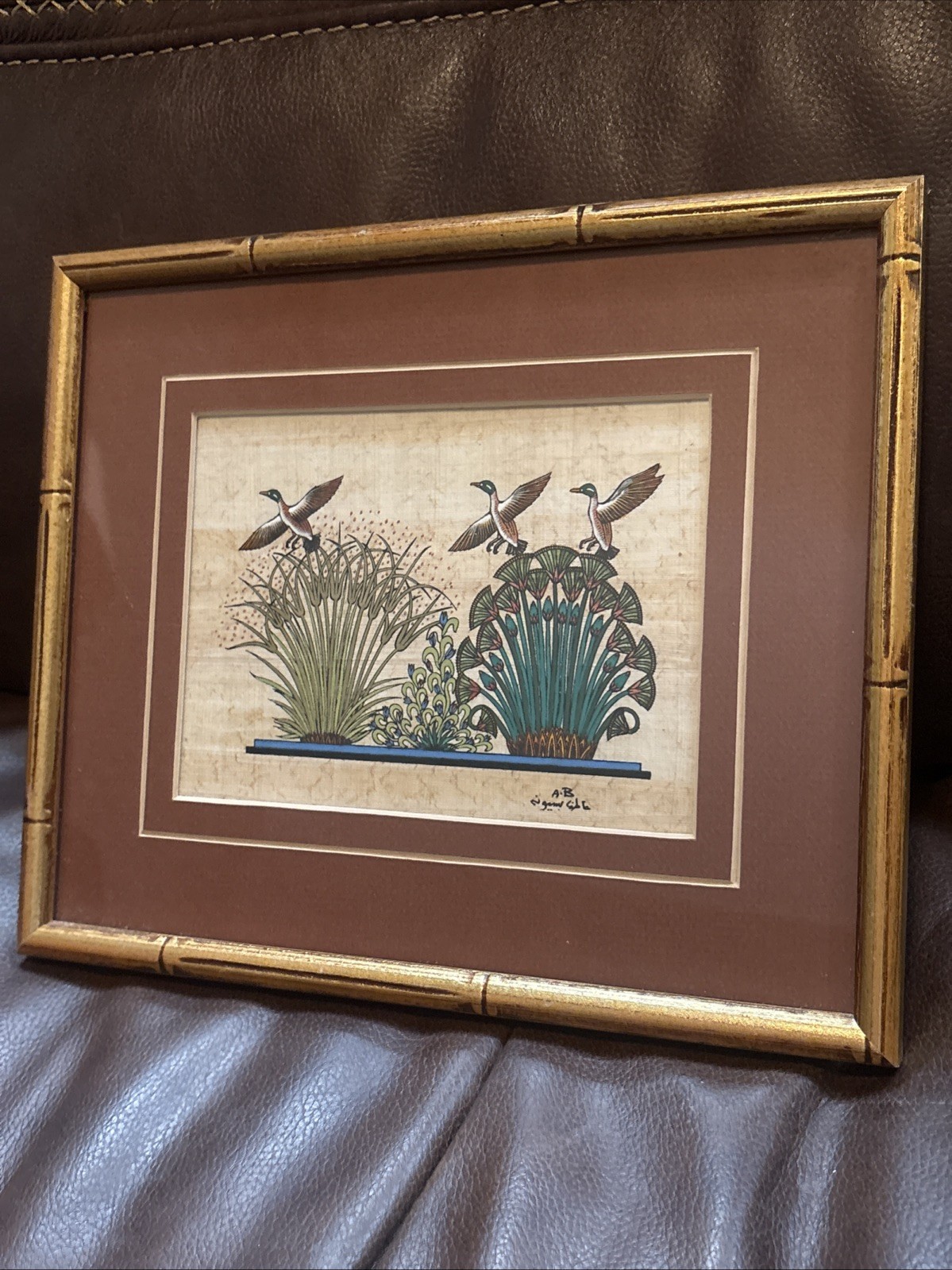 Vintage Egyptian Papyrus Painting Ducks Nile Marshes Pharaohs Papyrus Giza Vintage Egyptian Papyrus Painting Ducks Nile Marshes Pharaohs Papyrus Giza
