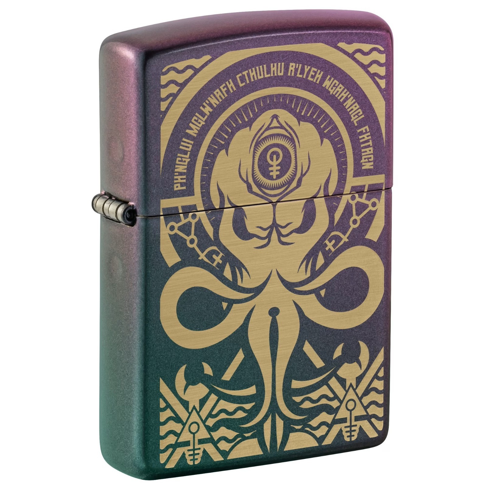 Zippo Evil Design Iridescent Pocket Lighter Windproof Brass New 48671 Zippo Evil Design Iridescent Pocket Lighter Windproof Brass New 48671