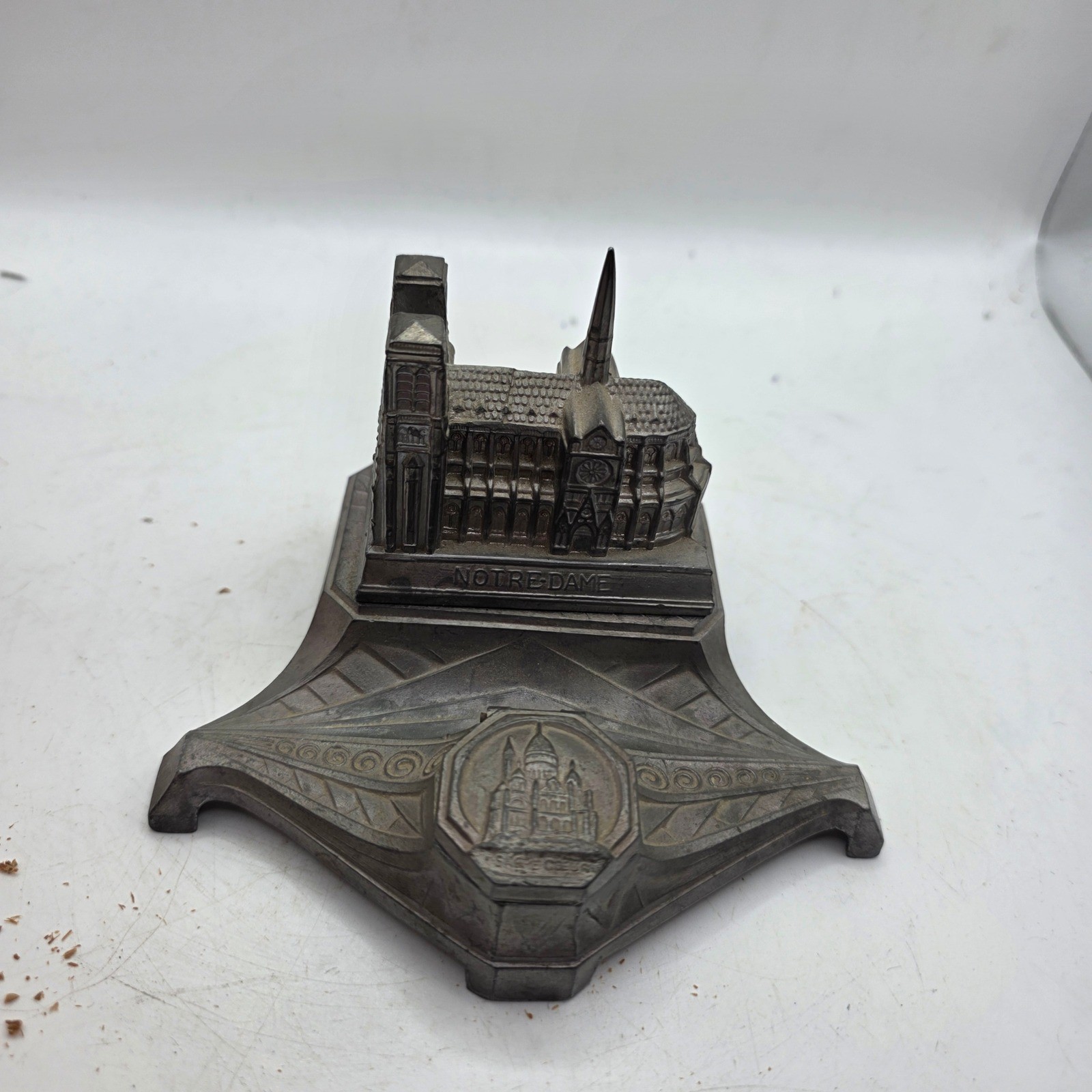 Antique Paris Notre Dame Sacre Coeur Souvenir Inkwell French Pot Metal Antique Paris Notre Dame Sacre Coeur Souvenir Inkwell French Pot Metal