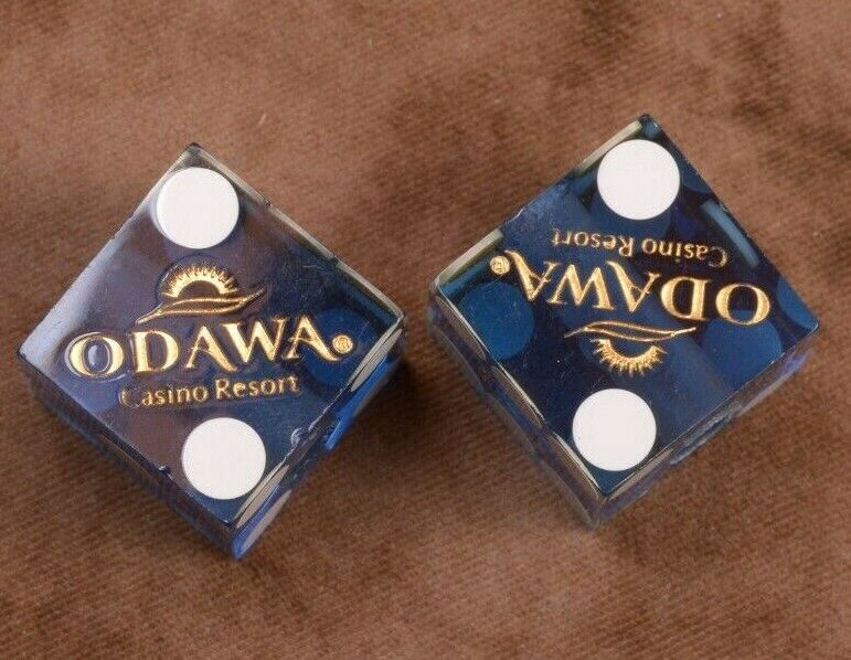 Drilled Pair Casino Dice  Odawa Blue Matching Numbers