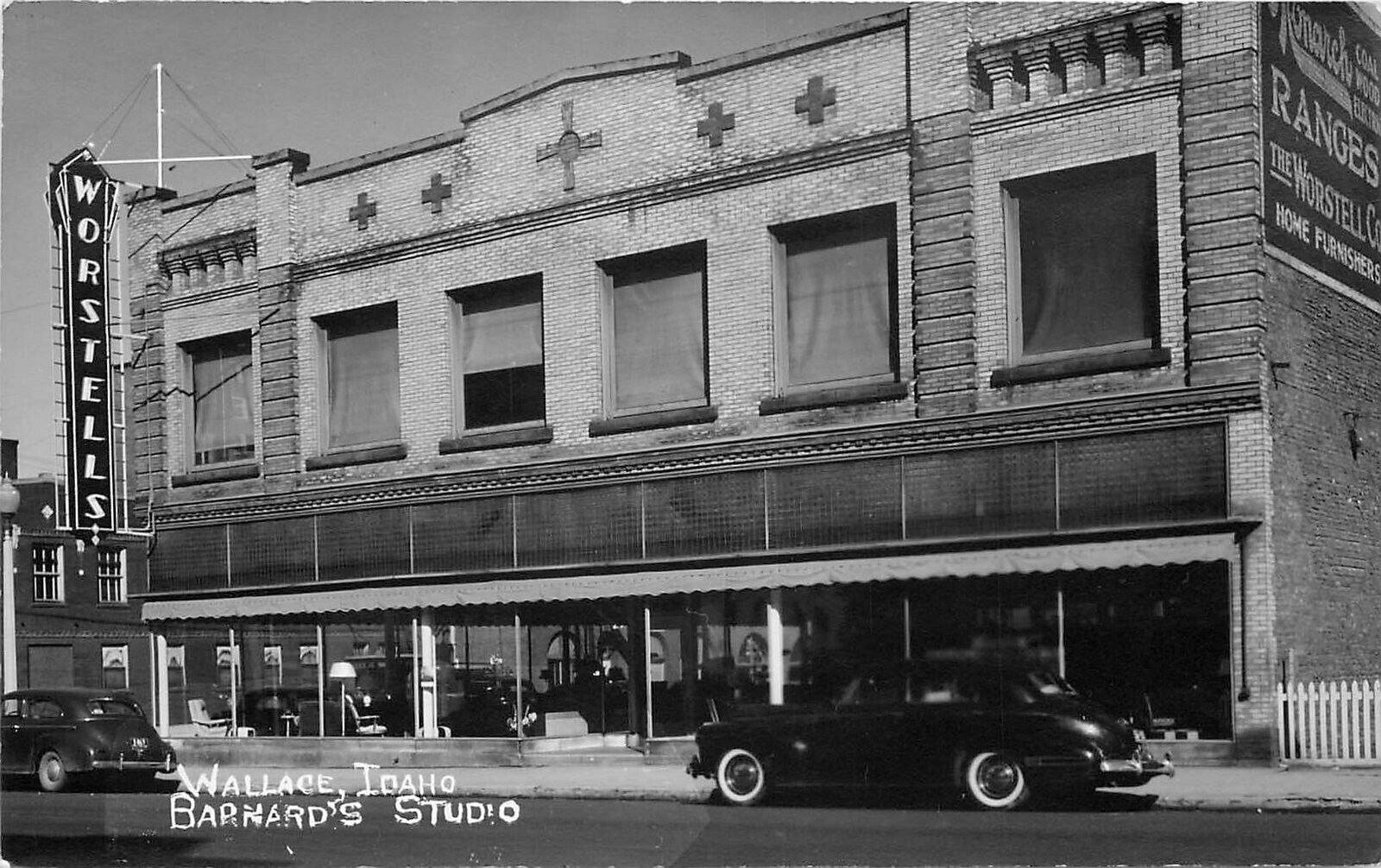 Postcard RPPC Idaho Wallace Barnards Studios Worstell's Store autos 22-13525