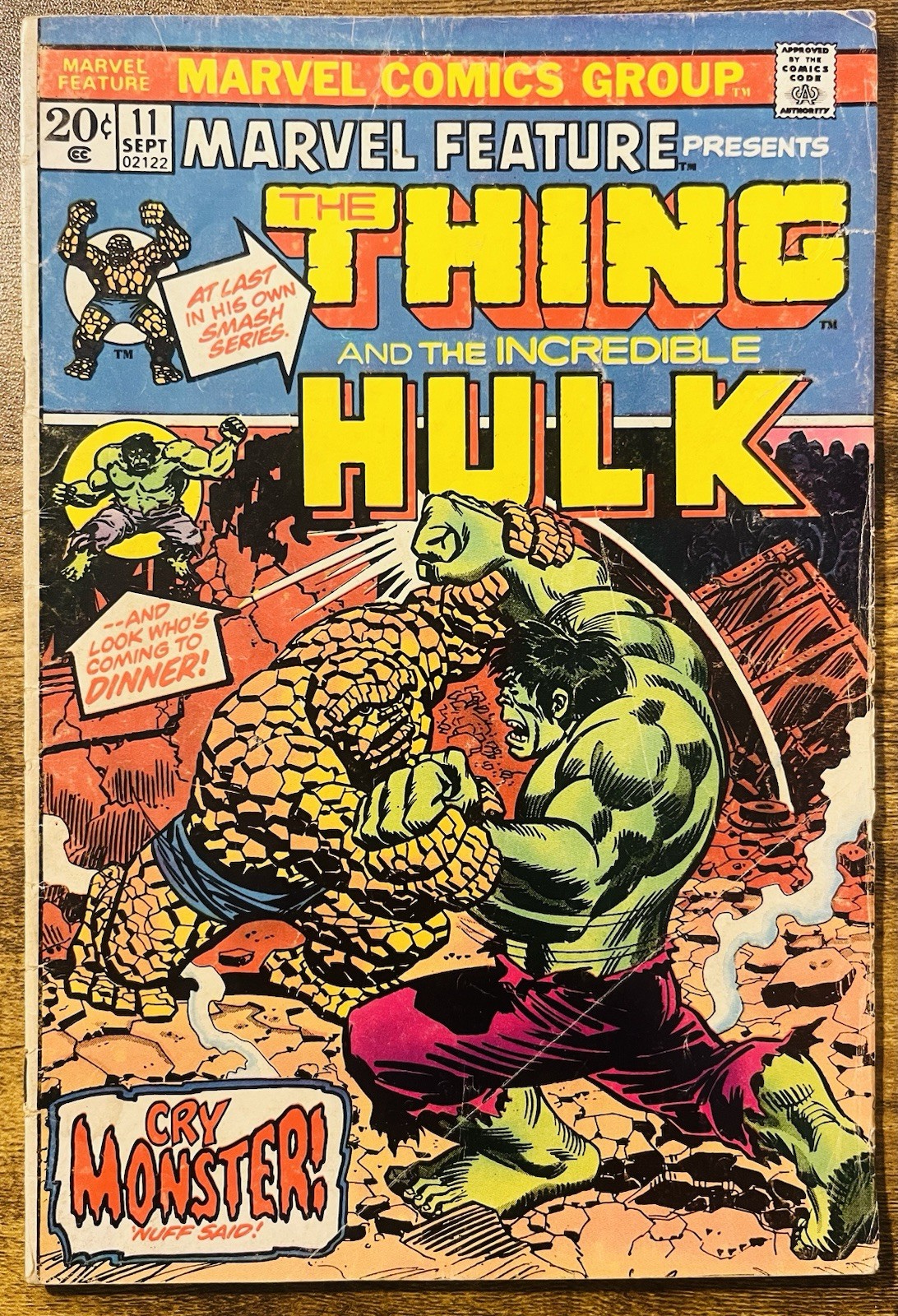 MARVEL FEATURE 11 INCREDIBLE HULK 1ST SOLO STORY OF THE THING MARVEL 1973 MARVEL FEATURE 11 INCREDIBLE HULK 1ST SOLO STORY OF THE THING MARVEL 1973