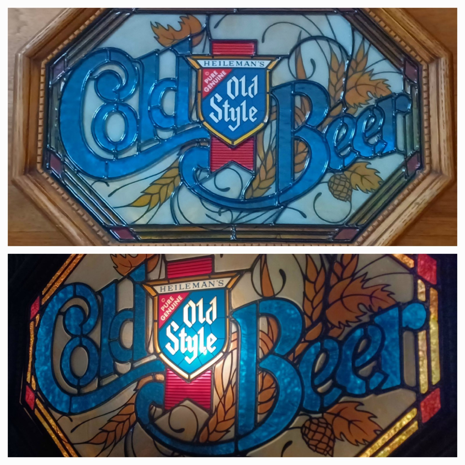Vintage 1980'S Heileman's Old Style COLD BEER Faux Glass Lighted Bar Sign Vintage 1980'S Heileman's Old Style COLD BEER Faux Glass Lighted Bar Sign