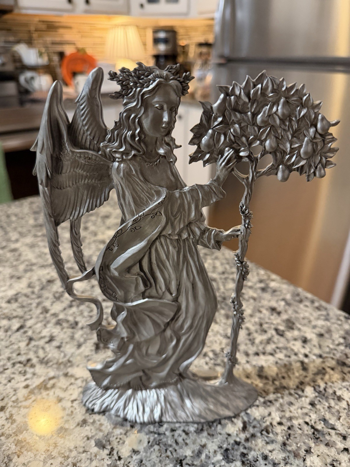 Vintage 1994 Seagull Pewter Embossed Angel with Pear Tree "Mother Nature" 9.75" Vintage 1994 Seagull Pewter Embossed Angel with Pear Tree "Mother Nature" 9.75"