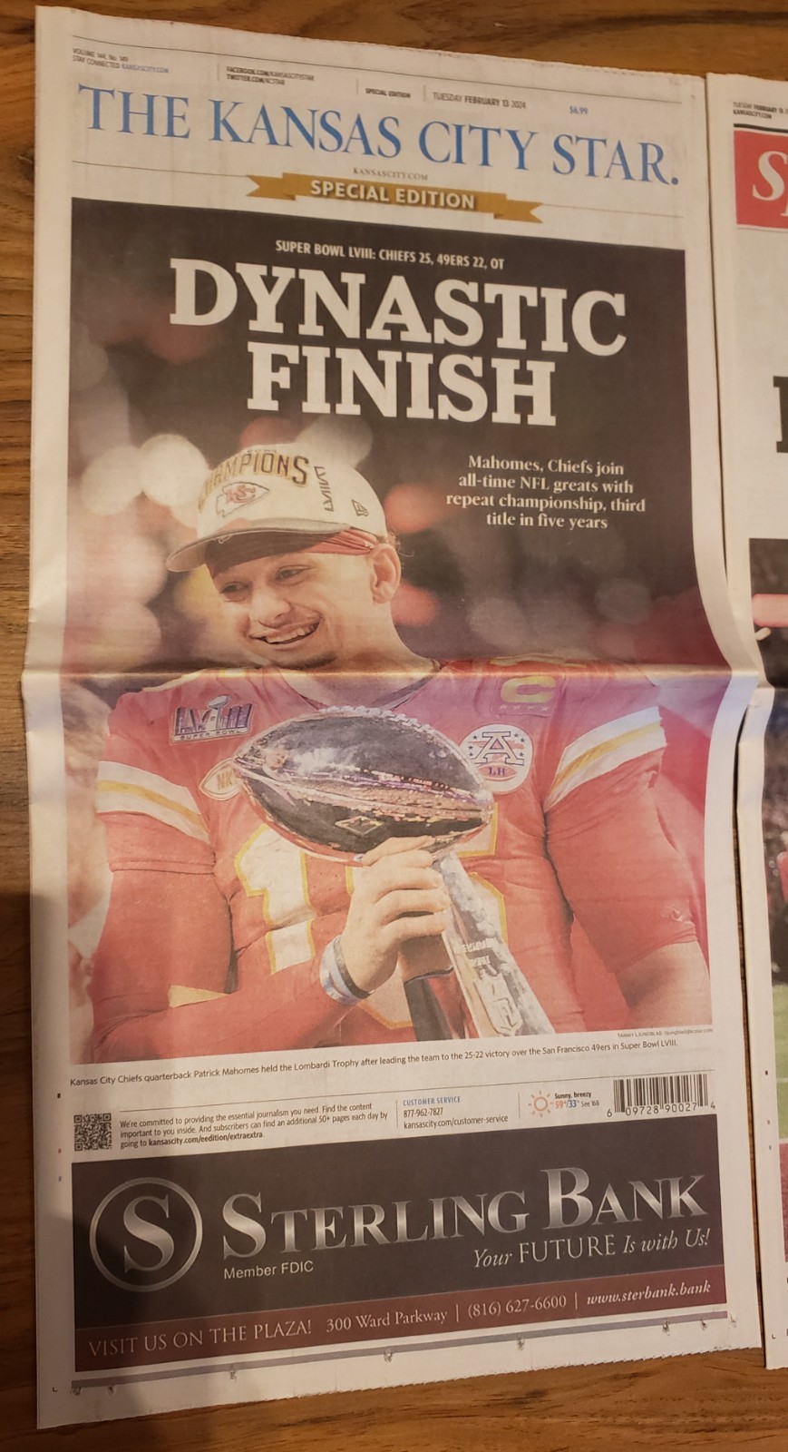 PATRICK MAHOMES 2024 SUPERBOWL LVIII 58 NEWSPAPER CHIEFS KC STAR SPECIAL EDITION PATRICK MAHOMES 2024 SUPERBOWL LVIII 58 NEWSPAPER CHIEFS KC STAR SPECIAL EDITION