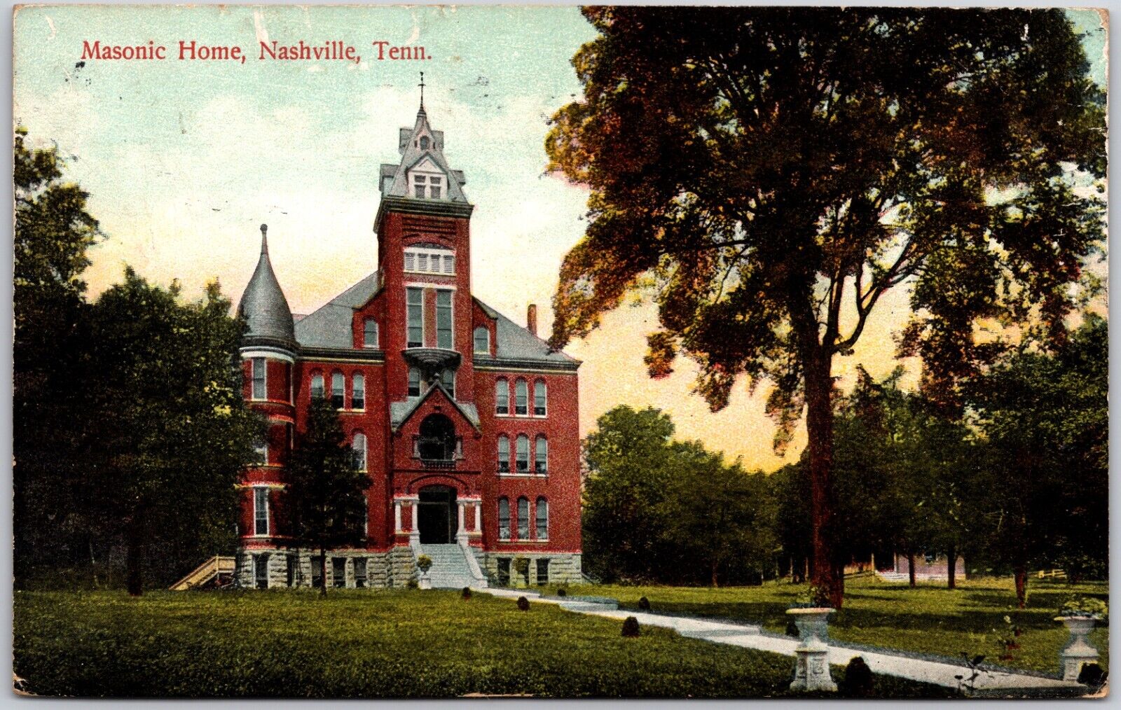 Nashville Tennessee 1908 Exterior View Masonic Home Building  Postcard