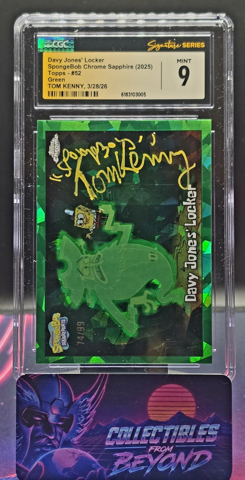 2025 TOPPS CHROME SAPPHIRE | SPONGEBOB | SIGNED BY TOM KENNY W/CHAR NAME CGC SS9
