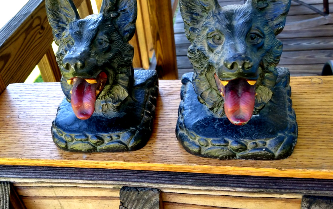 Antique German Shepherd Book Ends Set ∆ Heavy Aluminum Antique German Shepherd Book Ends Set ∆ Heavy Aluminum