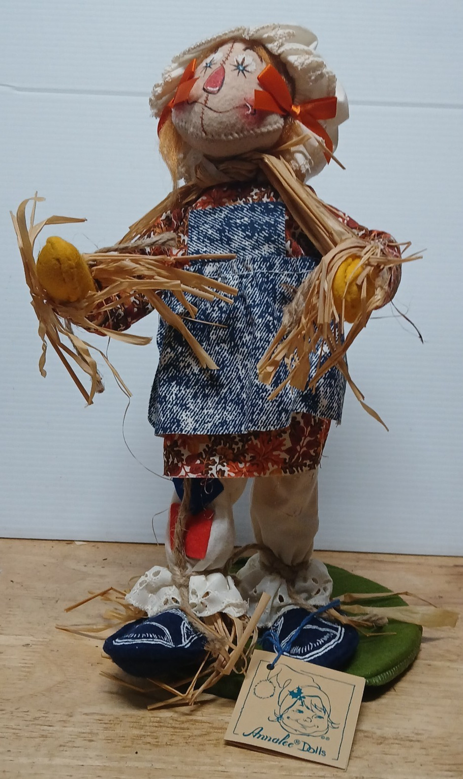 Vtg 1994 Annalee Scarecrow Girl Doll Fall 3073 Handcrafted USA 15" Halloween