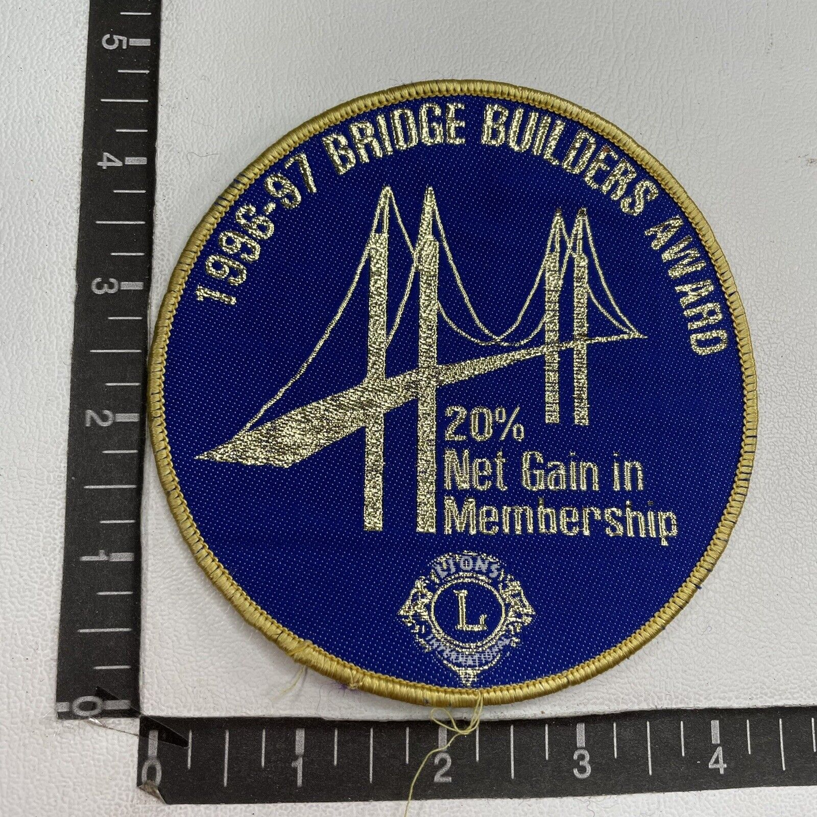 1996-97 Gold BRIDGE BUILDERS AWARD 20% Gain Lions Club International Patch 09R6
