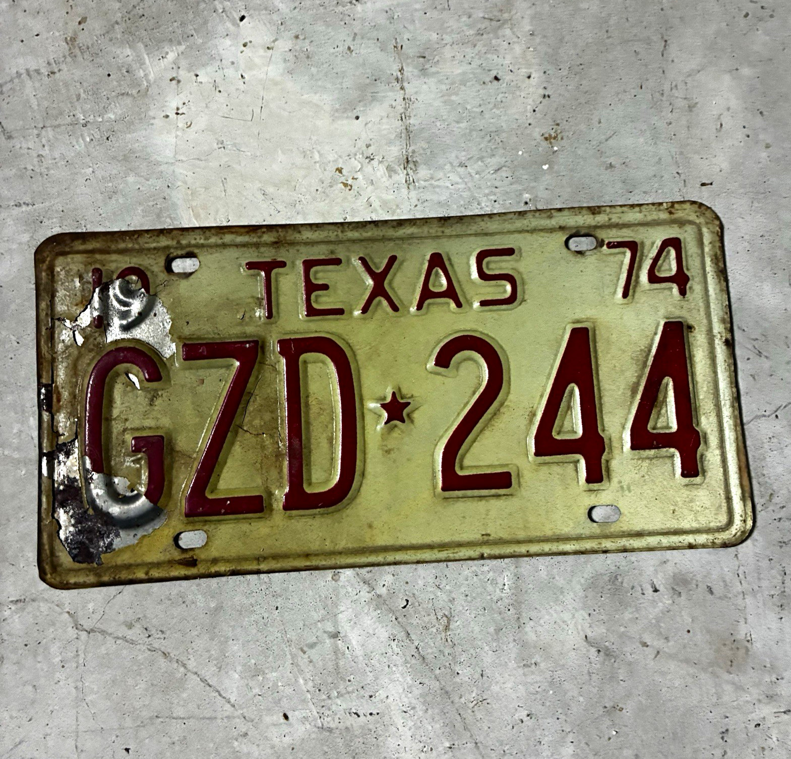 Vintage Texas 1974 License Plate Tag GZD 244 Texas 1974 License Plate