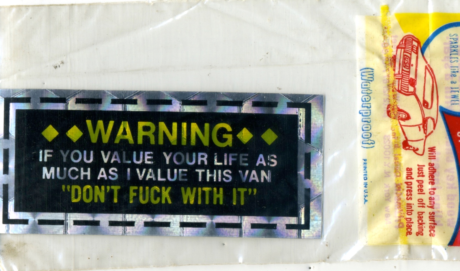 vtg prismatic sticker novelty Warning don't F*** with my VAN vanner chopper 