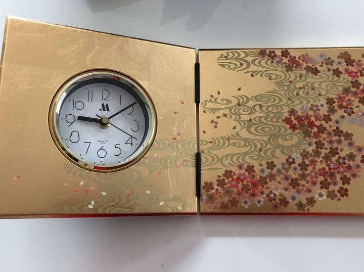 Himeji Table Clock Kyoto Sakura Cherry blossom Japanese style Gold leaf NEW