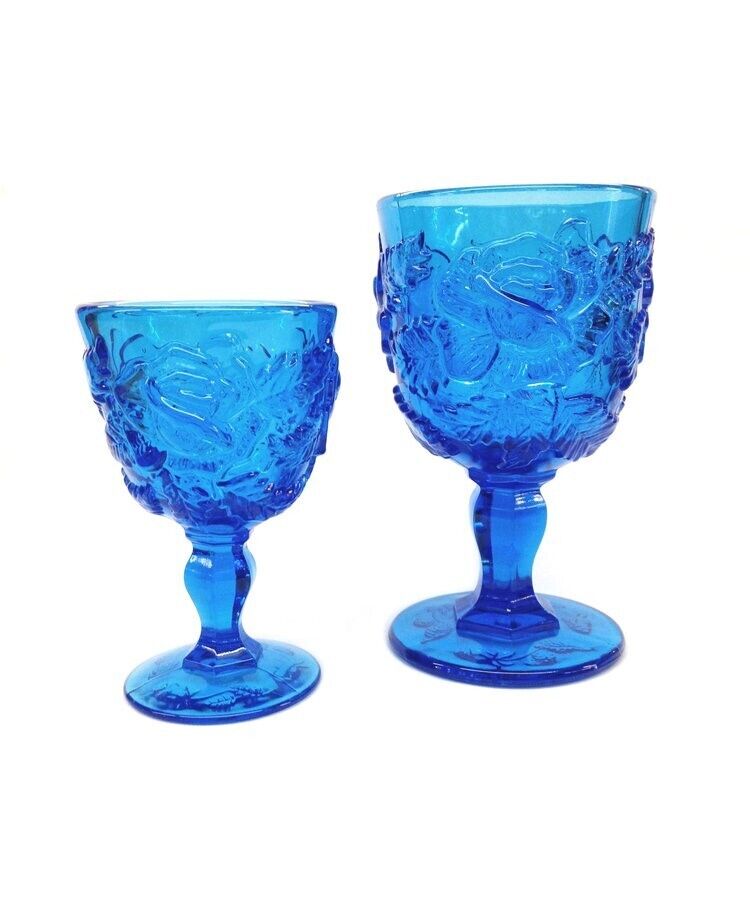 LG Wright Madonna Inn Glass Goblet - COLONIAL BLUE GOBLET